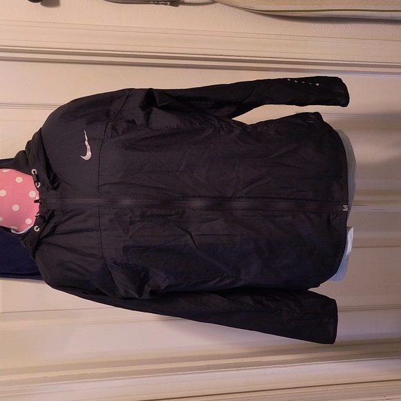 Nike Featherlight Windbreaker (L) Black Hooded Full Zip Front - Picture 2 of 14